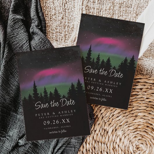 Trouwherinnering Noorderlicht op de Bergtop Save The Date