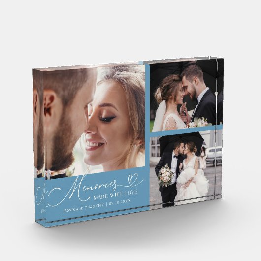 Trouwherinneringen met Liefde Denim Blauwe Huwelij Fotoblokken (Links)