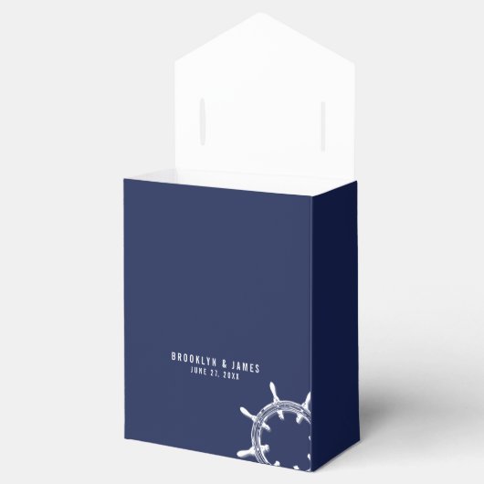 Trouwhulpen Doosjes Zeemansstijl Navyblauw Wiel (Geopend)