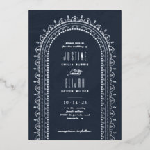 Trouwhulpsel met versierde boog in folie - Navy
