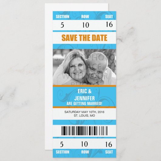 TROUWHUWELIJK UITNODIGING/SAVE THE DATE MET SPORTT KAART (Voorkant / Achterkant)