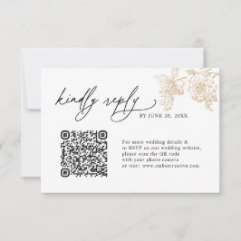 Trouwhuwelijks RSVP-kaarten met vintage gouden blo RSVP Kaartje