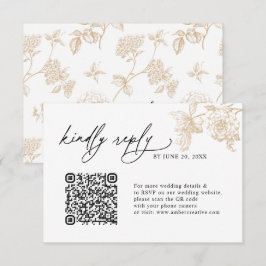 Trouwhuwelijks RSVP-kaarten met vintage gouden blo RSVP Kaartje