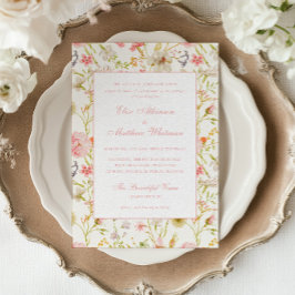 Trouwhuwelijksuitnodiging met vintage bloempatroon kaart