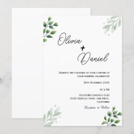 Trouwhuwelijksuitnodiging met vintage groen kaart
