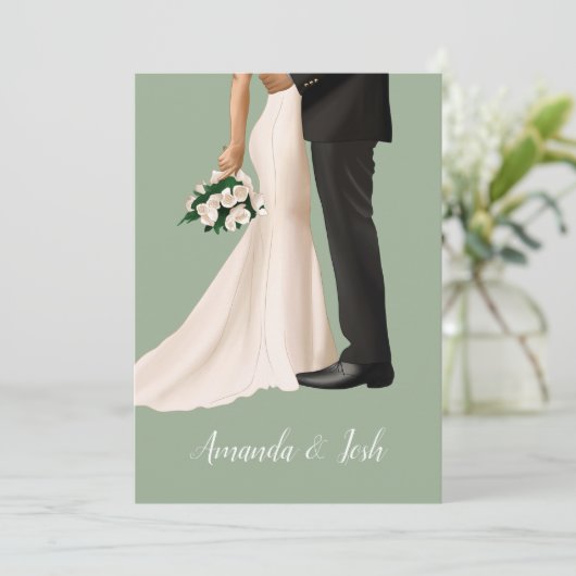 Trouwillustratie met handgetekende illustratie kaart (Staand voorkant)