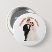 Trouwillustratie van stel Happily Ever After Ronde Button 7,6 Cm (Voorkant /achterkant)