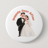 Trouwillustratie van stel Happily Ever After Ronde Button 7,6 Cm (Voorkant)
