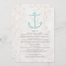 Trouwinformatie Anker in Teal Kaart