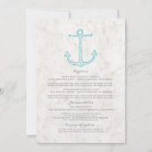 Trouwinformatie met Teal Rustic Anker Kaart (Voorkant)