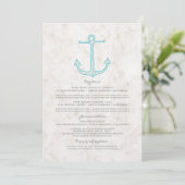 Trouwinformatie met Teal Rustic Anker Kaart (Staand voorkant)
