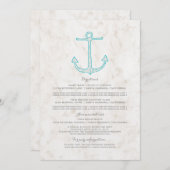 Trouwinformatie met Teal Rustic Anker Kaart (Voorkant / Achterkant)