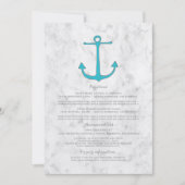 Trouwinformatie met Turquoise Rustieke Anker Kaart (Voorkant)