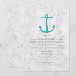 Trouwinformatie met Turquoise Rustieke Anker Kaart