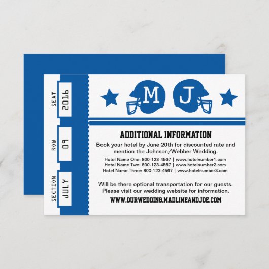 Trouwinformatie Voetbal Ticket Informatiekaartje (Voorkant / Achterkant)