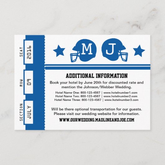 Trouwinformatie Voetbal Ticket Informatiekaartje (Voorkant)