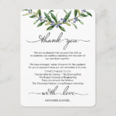 Trouwitinerary Olijventakje Welcome Favor Informatiekaartje (Achterkant)