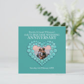 Trouwjubileum 11 jaar turkoois foto kaart (Staand voorkant)