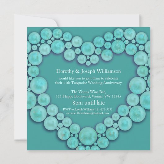 Trouwjubileum 11 jaar turkoois foto kaart (Achterkant)