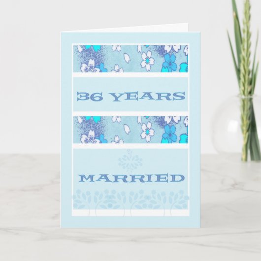 Trouwjubileum, 36 Jaar, Blauwe Kaart (Voorkant)