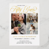Trouwjubileum 50 jaar goud gevierd folie uitnodiging (Voorkant)