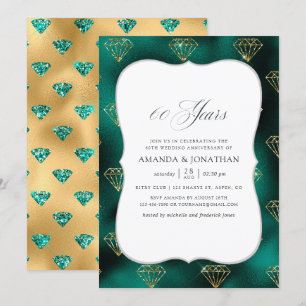 Trouwjubileum 60 jaar in turquoise en goud kaart