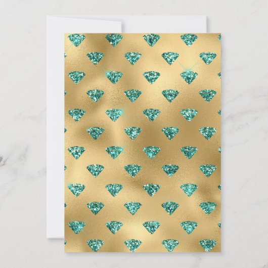 Trouwjubileum 60 jaar - turkoois en goud kaart (Achterkant)