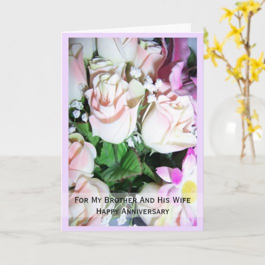 Trouwjubileum bloemige broer en schoonzus geperson kaart (Gele Bloem)