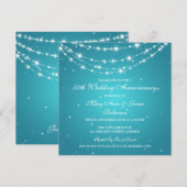 Trouwjubileum glinsterende ketting turquoise kaart (Voorkant / Achterkant)