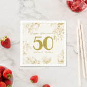 Trouwjubileum gouden vintage aangepast schrift servet (Insitu)