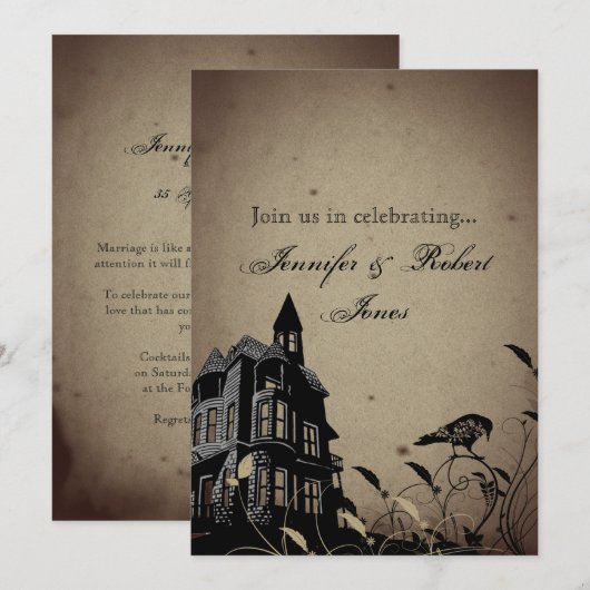 Trouwjubileum in vintage gotische huisstijl kaart (Voorkant / Achterkant)