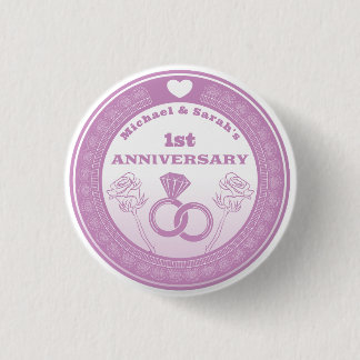 Trouwjubileum Kantachtige uitstraling met het jaar Ronde Button 3,2 Cm