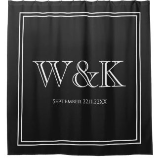 Trouwjubileum koppel monogram initiaal douchegordijn