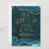 Trouwjubileum met teal en gouden agaat kaart (Voorkant)