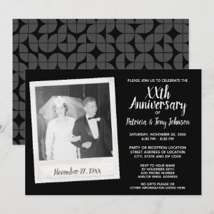 Trouwjubileum met vintage foto - zwart kaart
