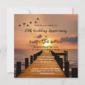 Trouwjubileum met zeevaart kust zonsondergang kaart (Voorkant)