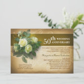 Trouwjubileum mooie vintage uitnodigingen (Staand voorkant)