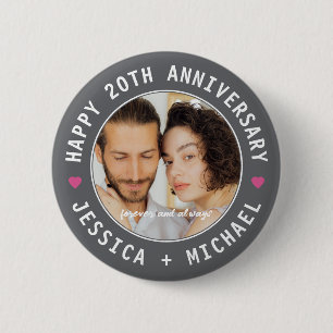 Trouwjubileum op maat gemaakte foto gepersonalisee ronde button 5,7 cm