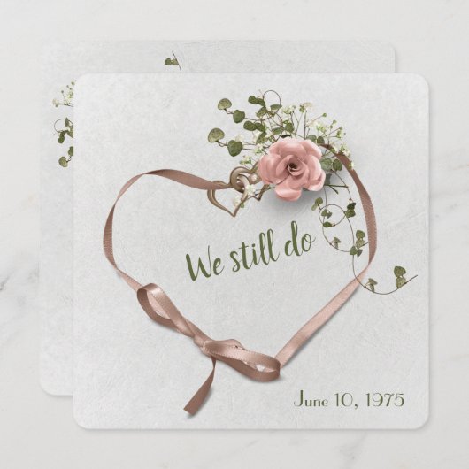 trouwjubileum roos en klimop uitnodiging (Voorkant / Achterkant)