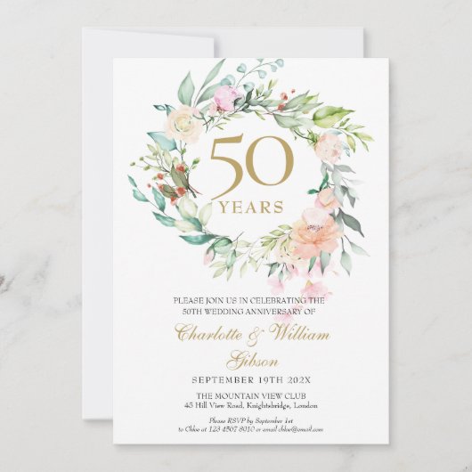 Trouwjubileum Rozen Bloemen Elke Jaar Samen Kaart (Voorkant)