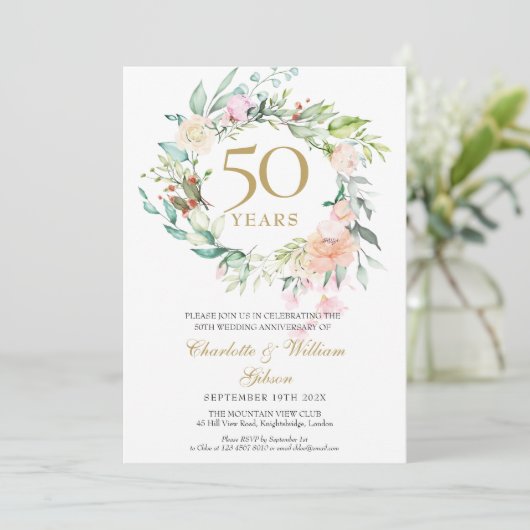 Trouwjubileum Rozen Bloemen Elke Jaar Samen Kaart (Staand voorkant)