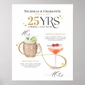 Trouwjubileum Signature Drankjes Cocktail Menu Poster (Voorkant)