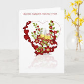 Trouwjubileum Tsjechisch met champagnebloemen Kaart (Gele Bloem)