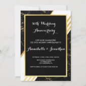 Trouwjubileum typografie met gouden marmer strepen kaart (Voorkant)