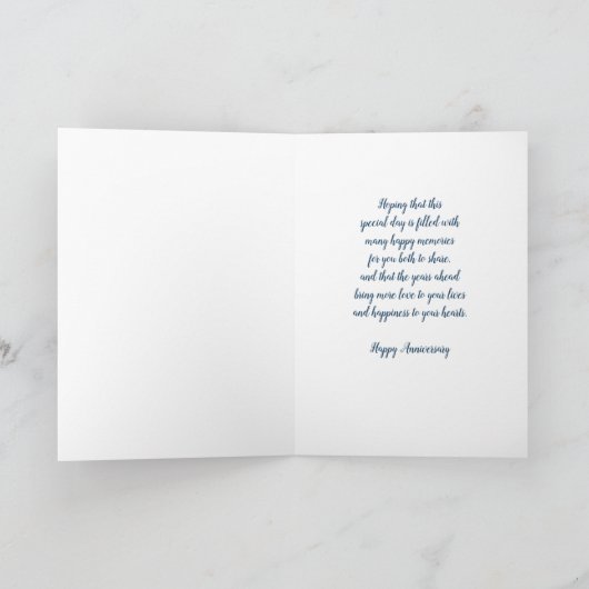 Trouwjubileum van blauwe neef en zijn vrouw kaart (Binnen)