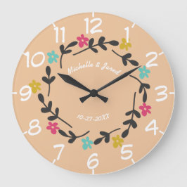 Trouwjubileum van koppels Moderne bloemenkrans Grote Klok