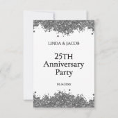 Trouwjubileum Zilveren Nep Glitter Bedankkaart (Achterkant)