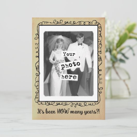 Trouwjubileumfeest Vintage Foto Sjabloon Kaart (Staand voorkant)