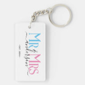 Trouwjubileumfoto van het pasgetrouwde stel sleutelhanger (achterkant)