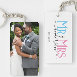 Trouwjubileumfoto van Mr & Mrs Jonggehuwd Stel Sleutelhanger